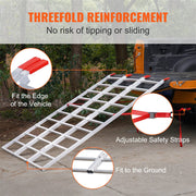 Tri-Fold Aluminum Loading Ramp White VEVOR Tri-Fold Aluminum Loading Ramp 1500 Lbs 77in X 54in For Tractors ATVs UTVs