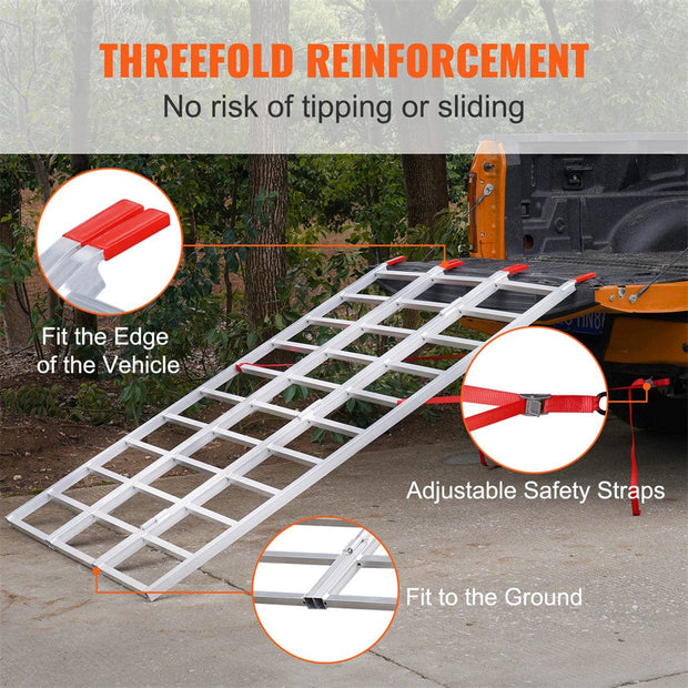 Tri-Fold Aluminum Loading Ramp White VEVOR Tri-Fold Aluminum Loading Ramp 1500 Lbs 77in X 54in For Tractors ATVs UTVs