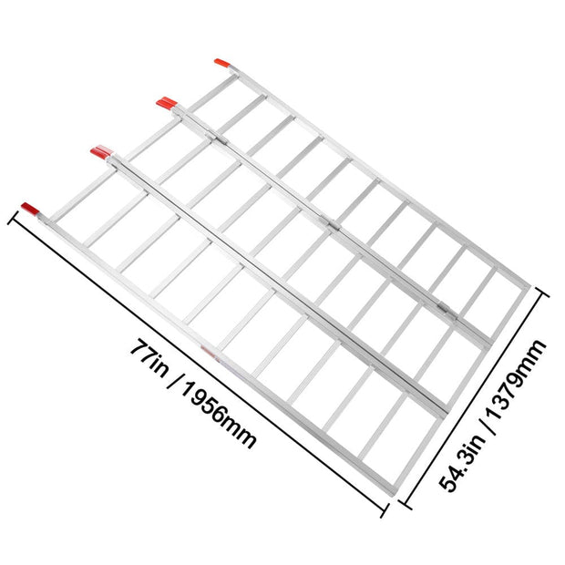 Tri-Fold Aluminum Loading Ramp White VEVOR Tri-Fold Aluminum Loading Ramp 1500 Lbs 77in X 54in For Tractors ATVs UTVs